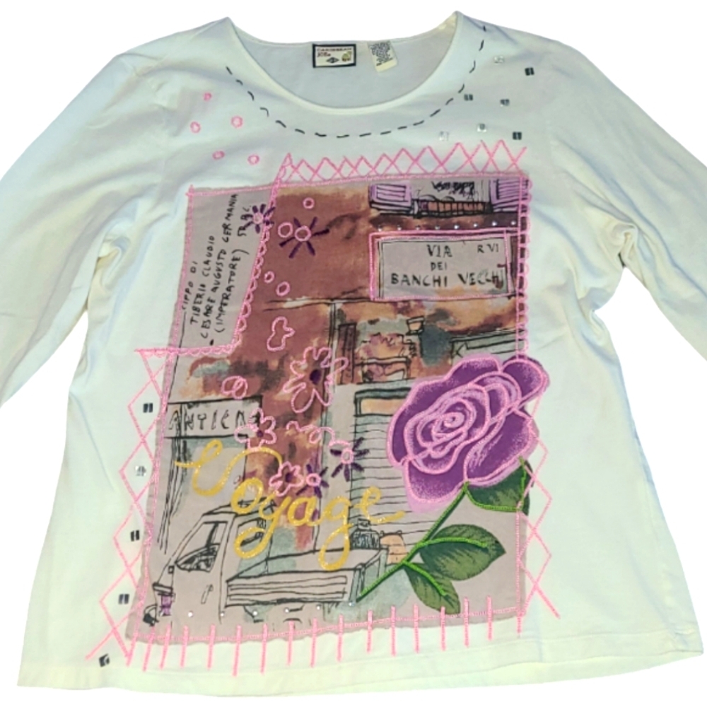 Caribbean Joe long sleeved Voyage graphic print beautiful printed shirt‎ xl